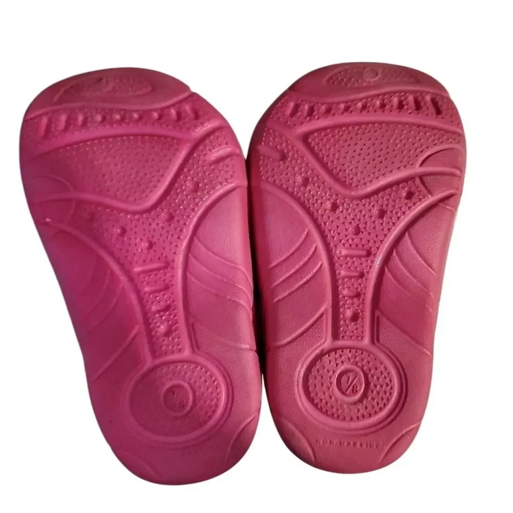 𝅺Disney Frozen Elsa & Ana CLOG style Rubber Pink Slip On shoes Size 7/8